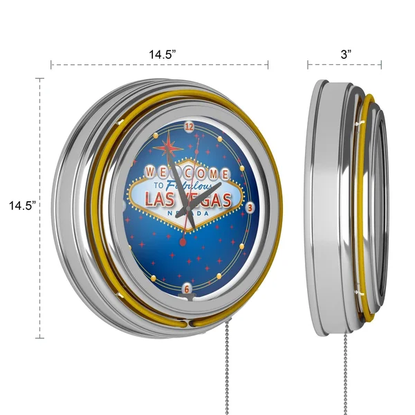 Trademark Art Las Vegas Clock - 14x22 - Neon