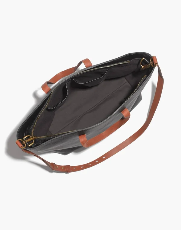 Madewell The Zip-Top Transport Carryall in True Black Brown - Size One S