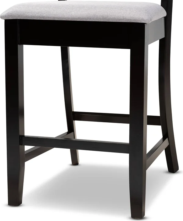 Baxton Studio Chandler Modern and Contemporary Grey Fabric Upholstered and Espresso Brown Finished Wood 5-Piece Counter Height P