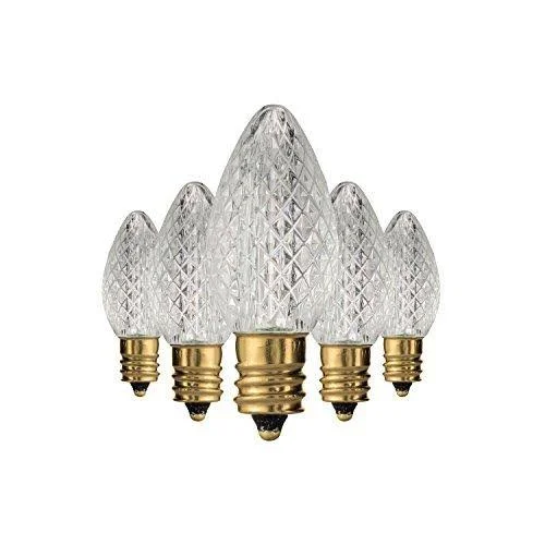Holiday Lighting Outlet Faceted C7 Christmas Lights, Sun Warm White LED Light