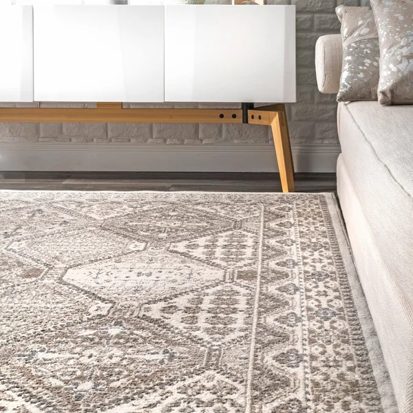 nuLOOM Vintage Tile Becca Charcoal 10 ft. x 14 ft. Area Rug, Grey