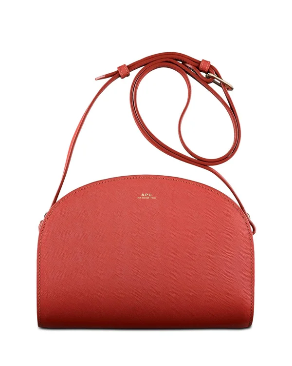 A.P.C. Demi Lune Small Leather Crossbody - Red/Gold