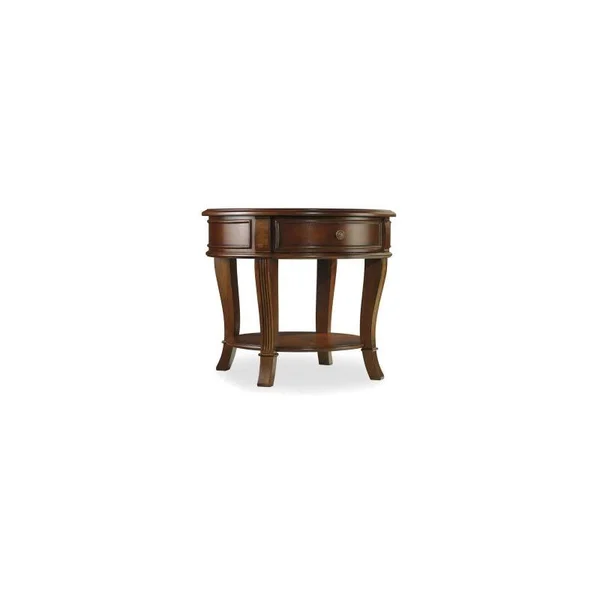 Beaumont Lane Adams Round Lamp Table in Distressed Clear Cherry
