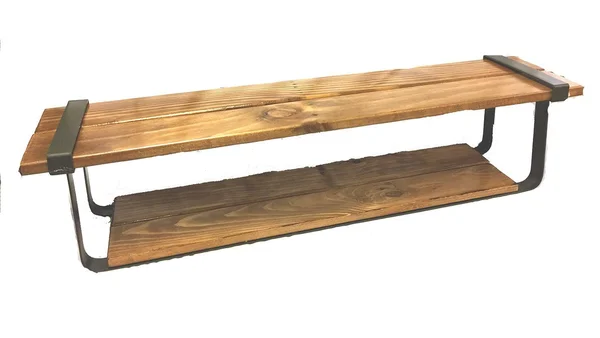 Recycled Wood and Metal Shelves (Set of 2)