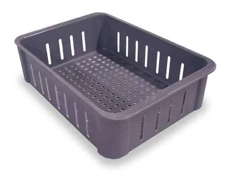 Molded Fiberglass - 80204851361148 - Straight Wall Container - Gray, 4 5/8 inH x 16 1/2 inL x 11 3/8 inW, 1EA