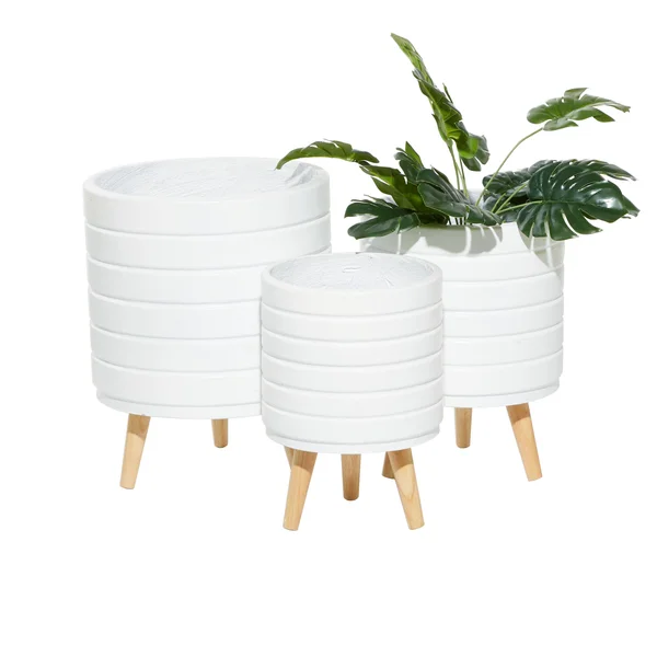 CosmoLiving by Cosmopolitan 14 in. x 10 in. White MgO Planter (Set of 3)