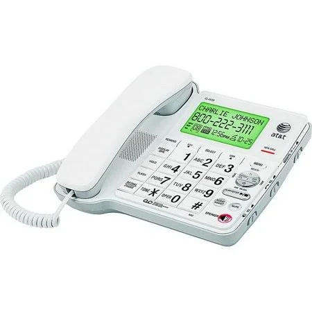 Atu0026t CL4940 Large Display Corded Phone with Answering System White