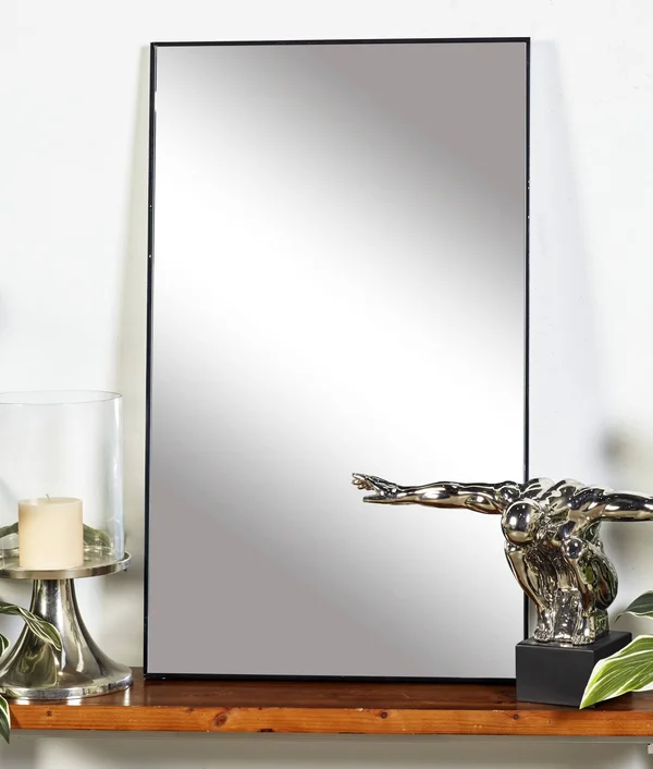 Cole & Grey Wood Wall Mirror, Black