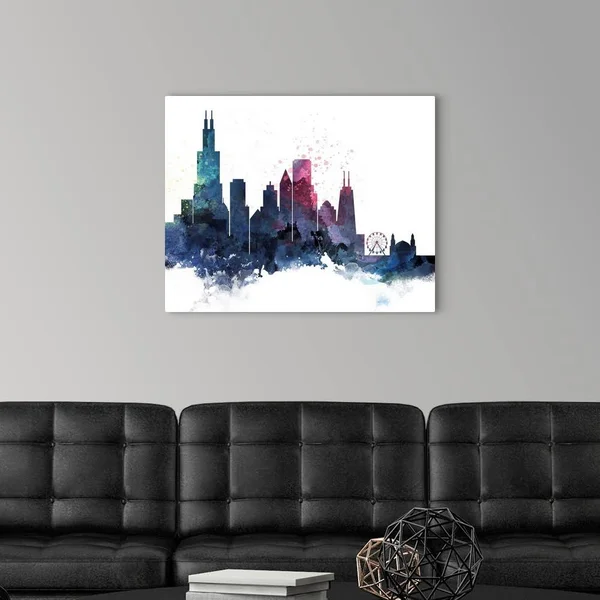 Chicago Watercolor Cityscape II, Canvas Wall Art, 30x24, Great Big Canvas