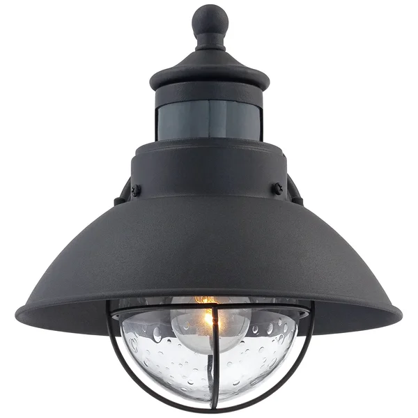 John Timberland Oberlin Mission Farmhouse Outdoor Barn Light Fixtures Set of 2 Black 9x22 Clear Seedy Glass Dusk to Dawn Motion