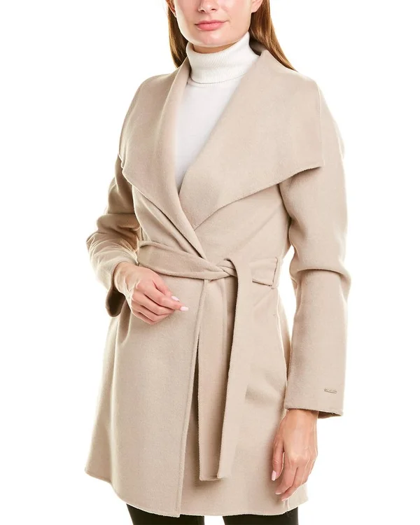 Tahari Ella Wool-Blend Wrap Coat