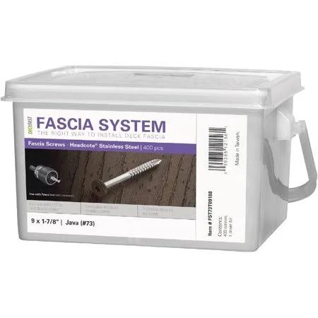 Deckfast Stainless Steel Fascia Screws 9 x 1-7/8x22 T-20 Star Drive Java 400 Pieces