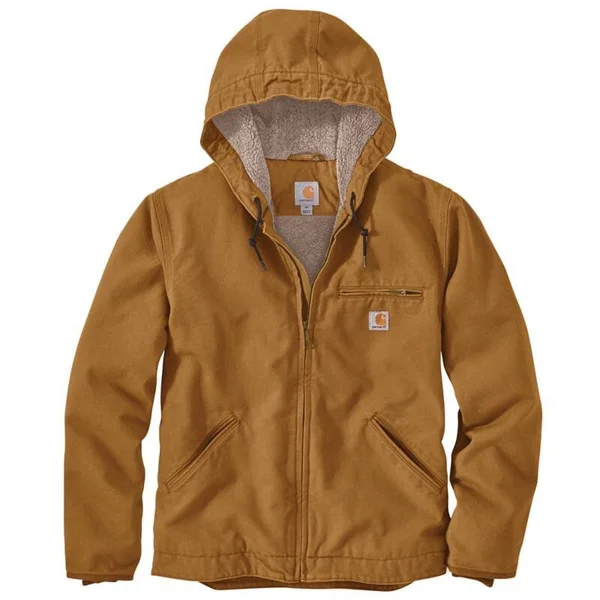 Carhartt Men's Washed Duck Sherpa-Lined Jacket, 104392, Gravel