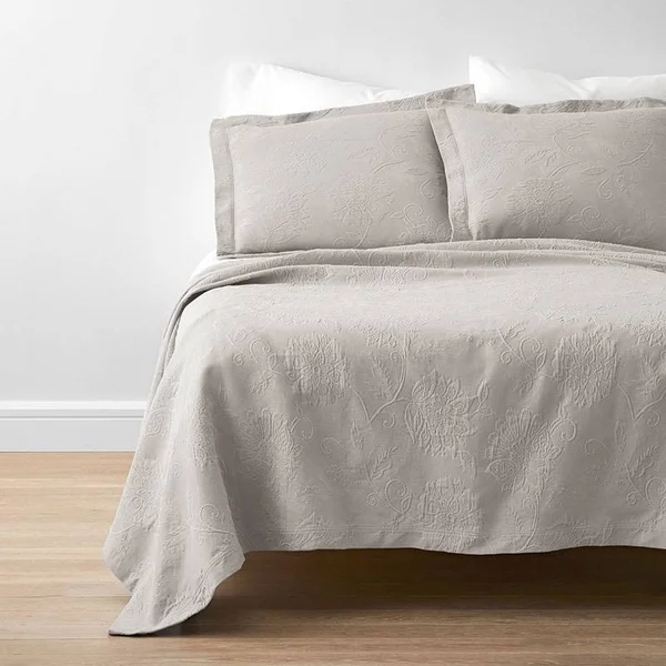 Putnam Cotton Matelassé Coverlet - Dune - Brown, Size King, The Company Store