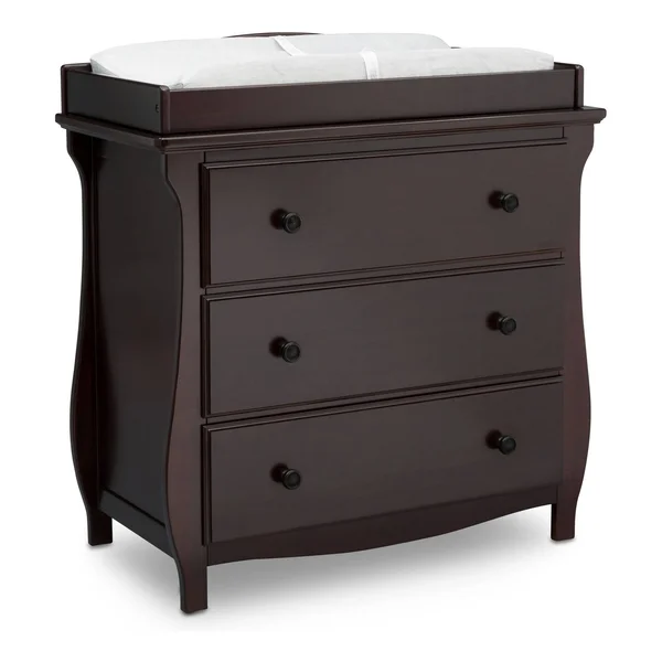 Delta Children Lancaster 3 Drawer Dresser with Changing Top Dark Chocolate