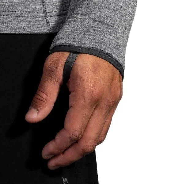 Brooks Men's Notch Thermal Hoodie Heather Asphalt-Black, LG