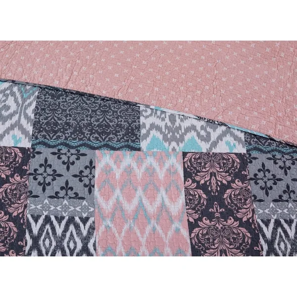 100% Cotton 3 Piece Printed Reversible Quilt Set - Sylvia King