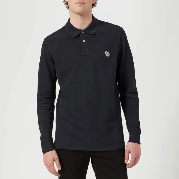 Paul Smith Zebra Logo Long Sleeve Polo Shirt - Navy