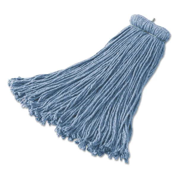 Rubbermaid Premium Bolt-On Cut-End Blended Mop, 20 oz, Blue, 12/Carton
