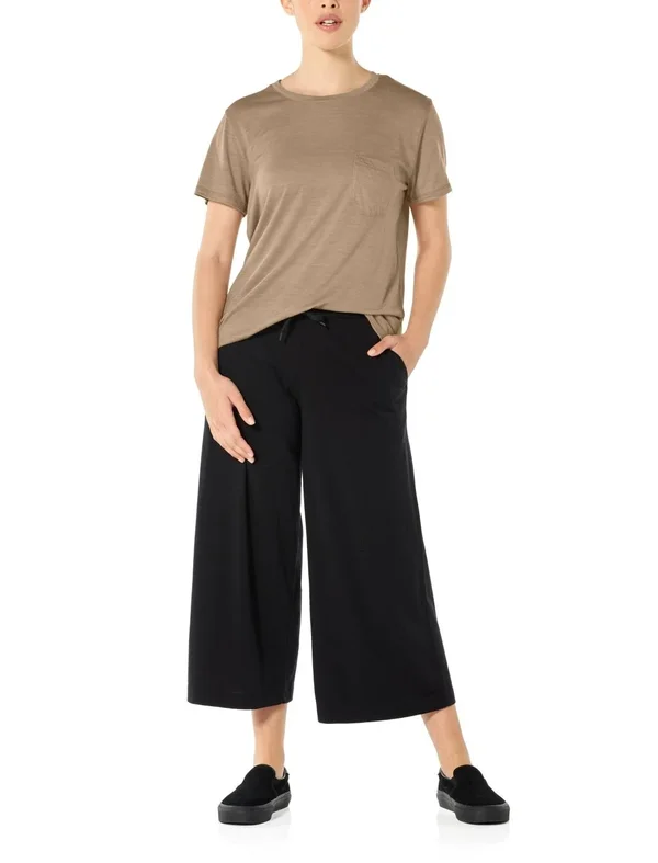 Icebreaker Women's Nature Dye Drayden SS Pocket Crewe - Large - Almond