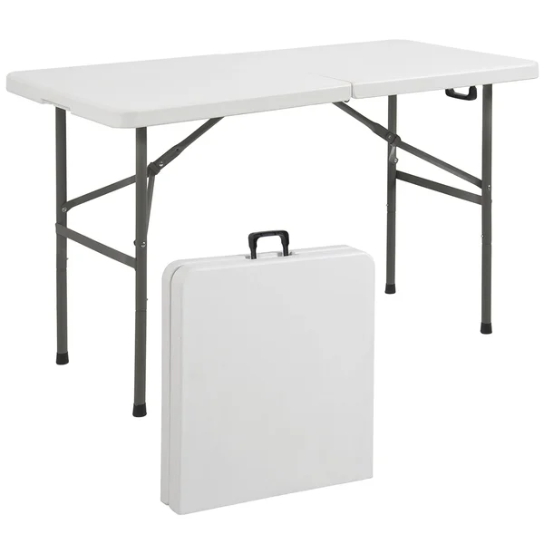 Best Choice Products Portable 4& Folding Utility Table - White