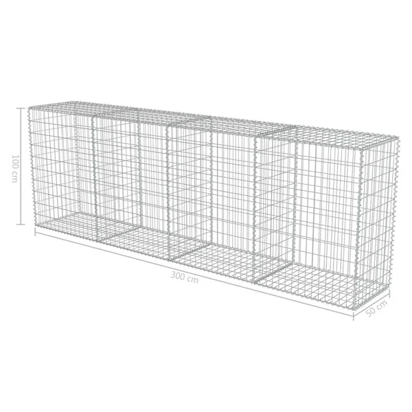 vidaXL Gabion Wall with Covers Galvanized Steel - 118x22x19.7x22x59x22