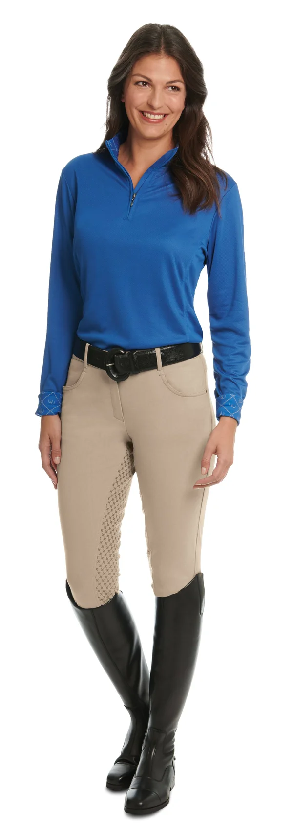 Ovation Ladies Euro Melange X-Grip Full Seat Breech - 32R - Neutral Beige