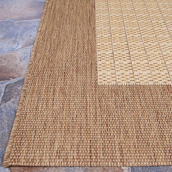 Couristan Recife Checkered Field Natural/Cocoa Area Rug - 7&6x22 x 10&9x22