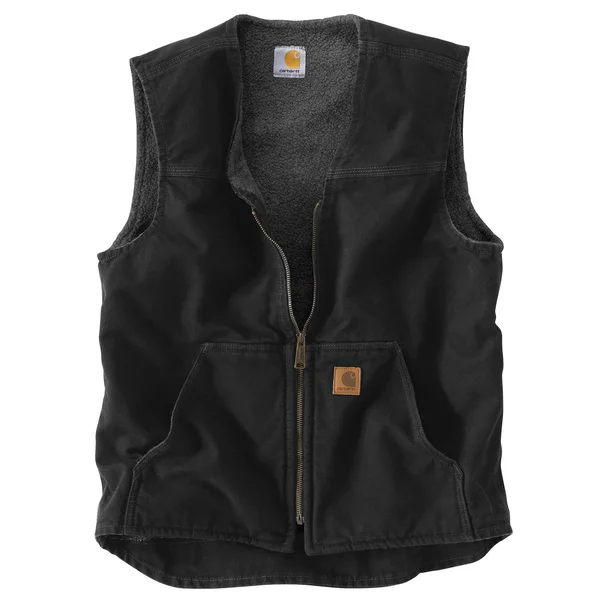 Carhartt Men's Sandstone Rugged Sherpa Lined Vest - Black, Medium