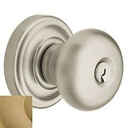 Baldwin 5205044ENTR Estate Classic Keyed Entry Knobset with Emergency Exit Function Satin Brass Lifetime Finish