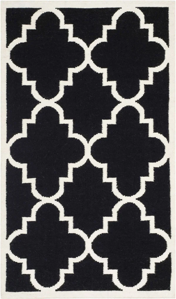 Safavieh Dhurries DHU633A 2&6x22 x 12&0x22 Runner Black - Ivory Area Rug