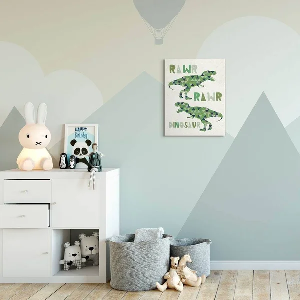 Stupell Industries Rawr Blue Green Dinosaur Kids Word Design Canvas Art, ShopLadder