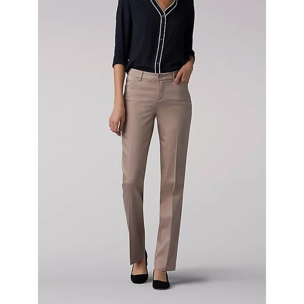 Women's Lee Flex Motion Straight-leg Pants Flax, Size: 14 Short