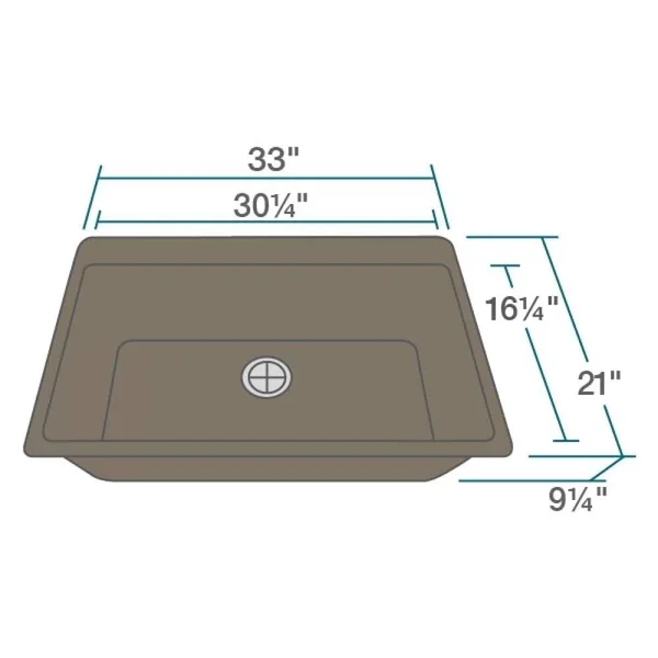 Mr Direct T848 Topmount Large Single Bowl Kitchen Sink - Mocha, Colored STRAINER