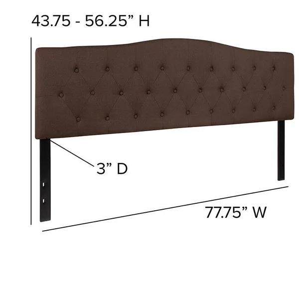 Alamont Arched Button Tufted Upholstered King Size Headboard in Dark Brown Fabric