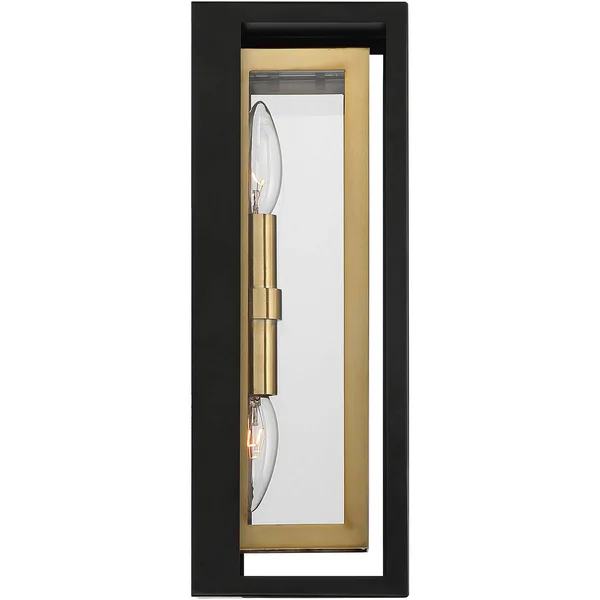 Possini Euro Kie 14x22 High Black and Brass Outdoor Wall Light