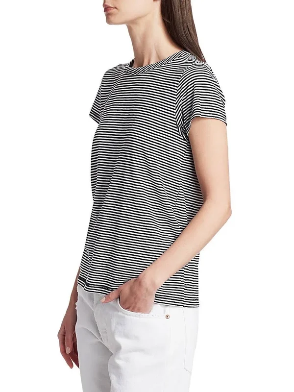 Rag & Bone Striped Crewneck Tee, Black, Women's, X-Small