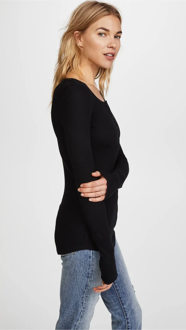 Splendid Women's Forever Henley Black
