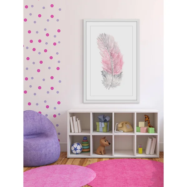 Pink Feather Framed Painting Print - Size: 18 inch x 12 inch