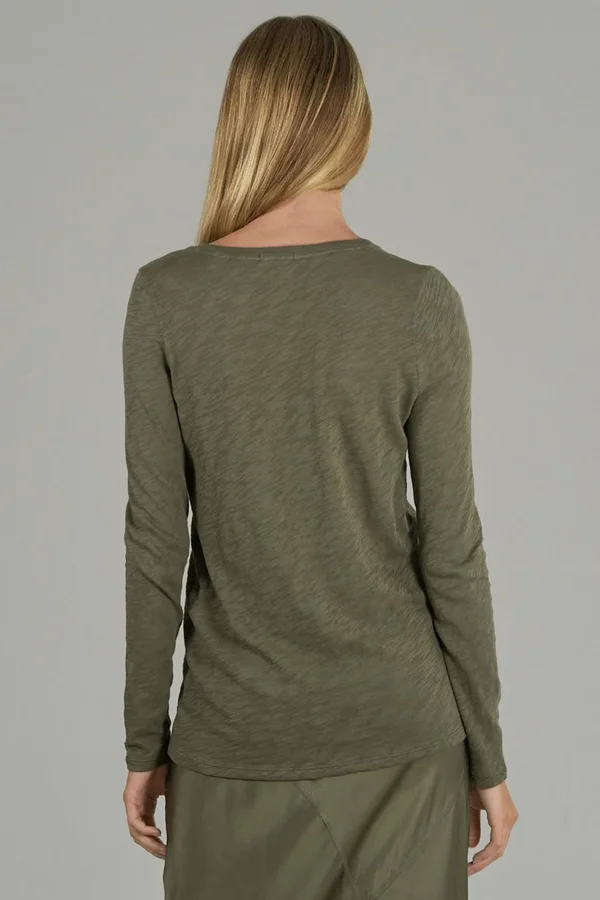 ATM Anthony Thomas Melillo, Slub Jersey Long Sleeve Destroyed Wash Tee - Army, Xs, Green