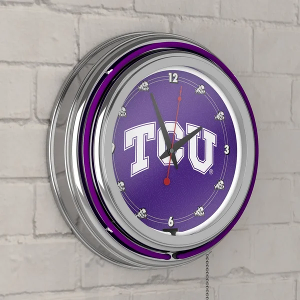 Trademark Texas Christian University Neon Clock