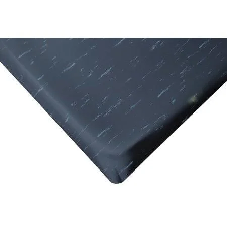 Rhino Anti-Fatigue Mats Marbleized Tile Top Anti-Fatigue Mat 4 ft. x 18 ft. x 1/2 in. Black/White Commercial Mat, Black & Wh