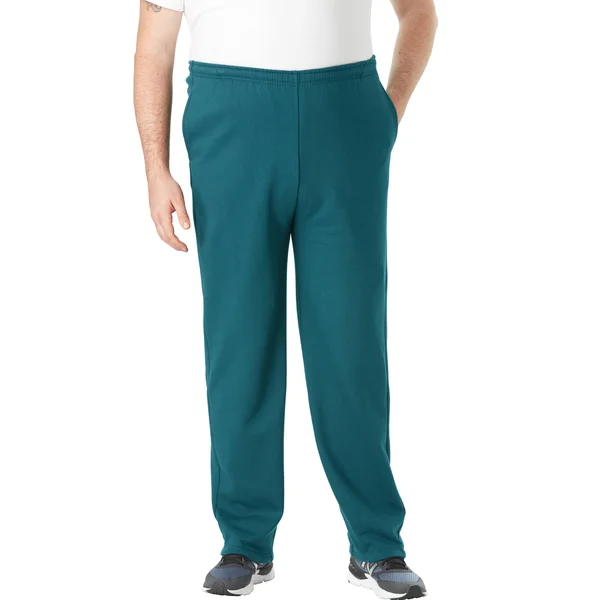 Men's Big & Tall Wicking Fleece Open Bottom Pants by KS Sport in Midnight Teal (Size 3XL)