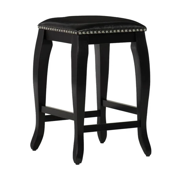 Linon San Francisco 24x22 Wood Backless Square Top Counter Stool in Black - CYMX326