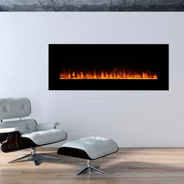 Northwest 54x22 LED Fire & Ice Electric Fireplace & Remote, Black
