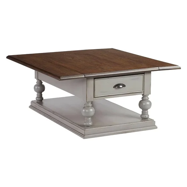 Progressive Furniture Colonnades Drop-Leaf Cocktail Table, Weathered Grey/Oak