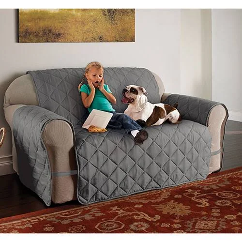 Innovative Textile Solutions Microfiber Solid Ultimate Loveseat Furniture Protector Slipcover, Gray, 132 x 98.5"