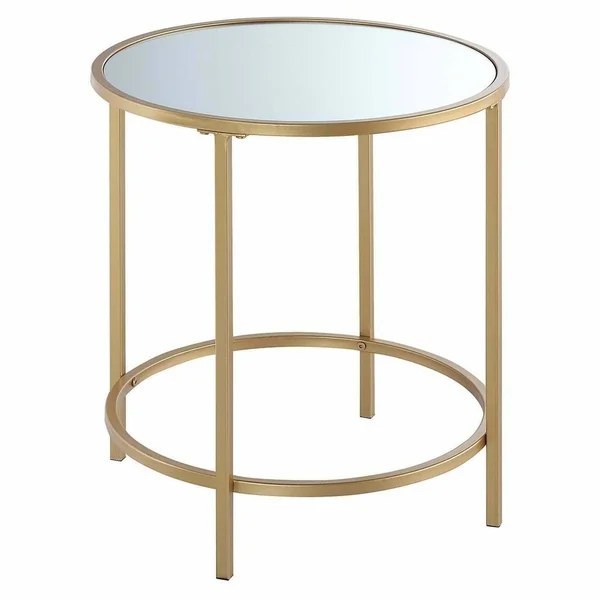 Silver Orchid Alvarado Gold Coast Deluxe Faux Marble Round Mirror/Gold Frame GLA