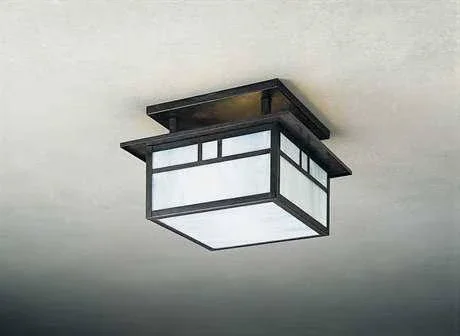 Arroyo Craftsman Lighting Huntington Two-Light Semi-Flush Mount Light Double T-Bar Overlay - Pewter, Gold White Iridescent - HC
