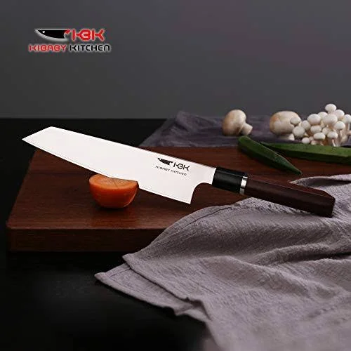 KBK Gyutou Knife Forged SUS304 Stainless Steel Blade and Hard Alloy Edge 63 HRC Super Sharp with Ebony Wooden Handle Comfort Hol